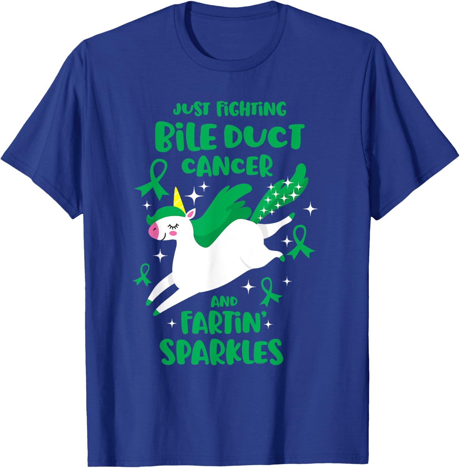 Fighting Bile Duct Cancer Quote Farting Unicorn Awareness T-Shirt - T-Shirt | Royal