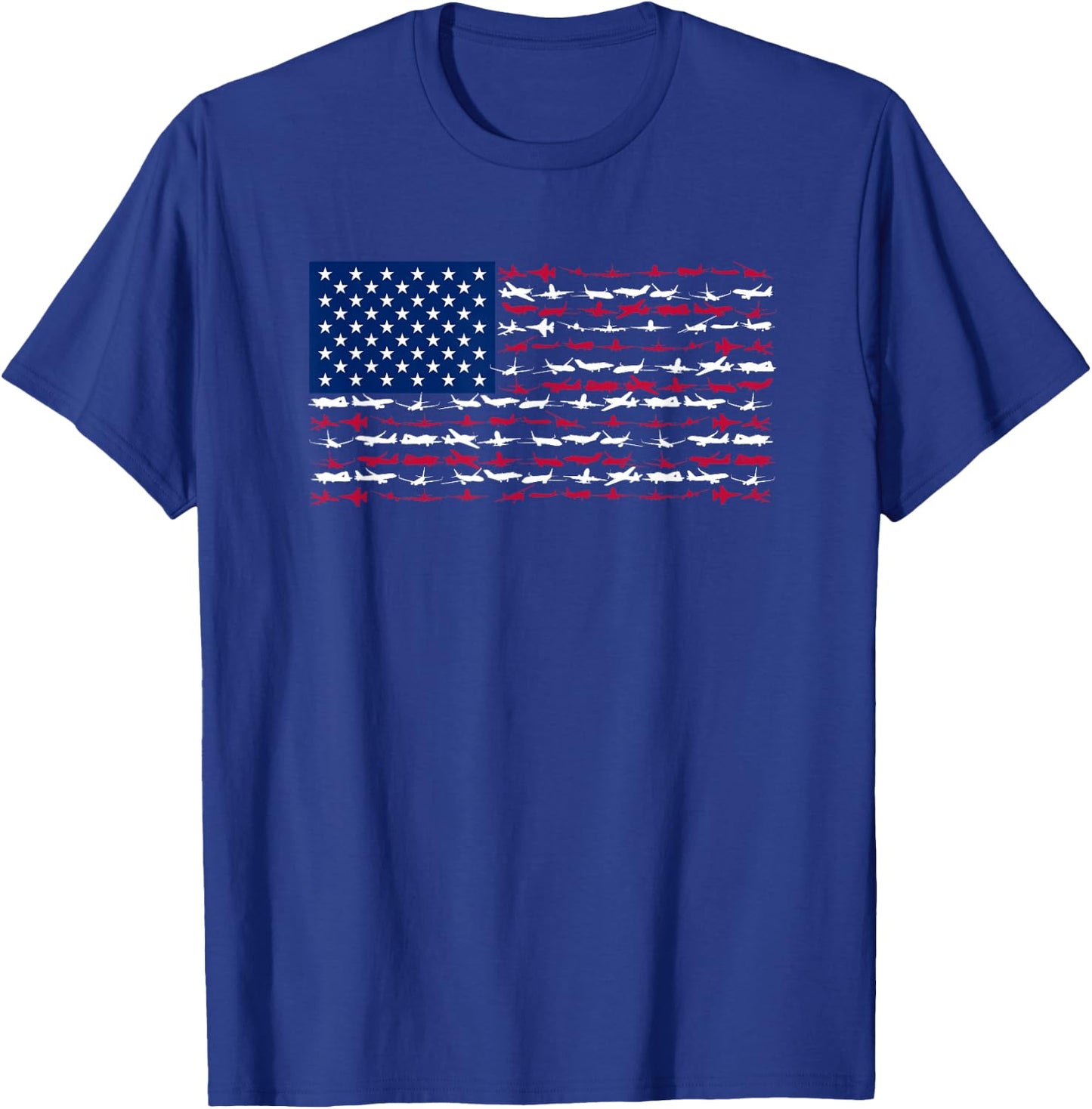 Pilot Airplane American Flag Plane Aviation - USA Airplane T-Shirt - T-Shirt | Royal