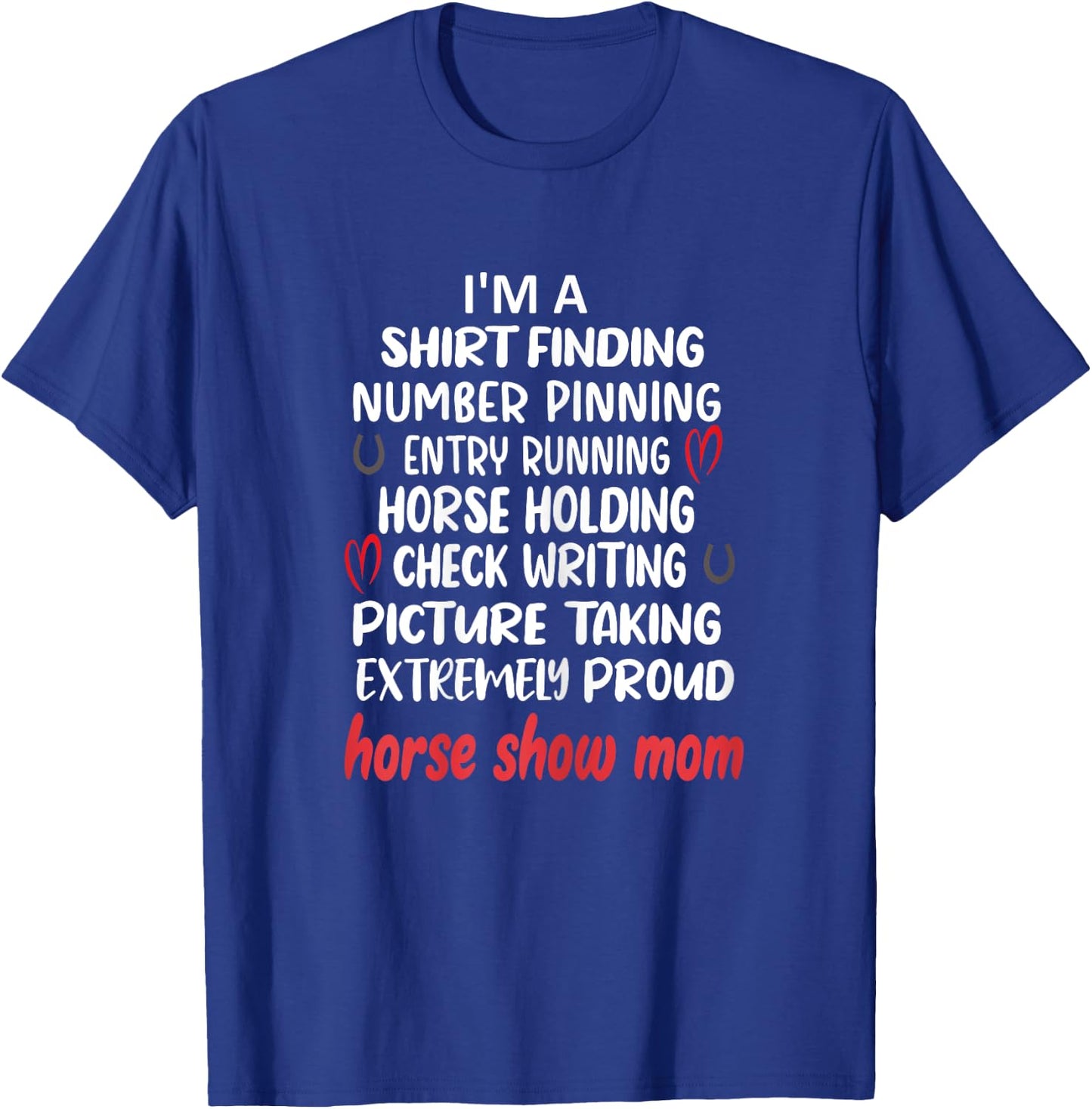 Proud Horse Show Mama Horse Show Mom Definition - Women's Black X-Small Classic Fit Short Sleeve Cotton Polyester Modern Lace Embellishment Mother's Day T-Shirt - T-Shirt | Royal