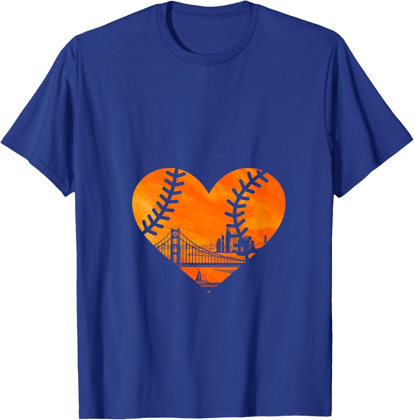 US State San Francisco Baseball Vintage Heart V-Neck T-Shirt - T-Shirt | Royal