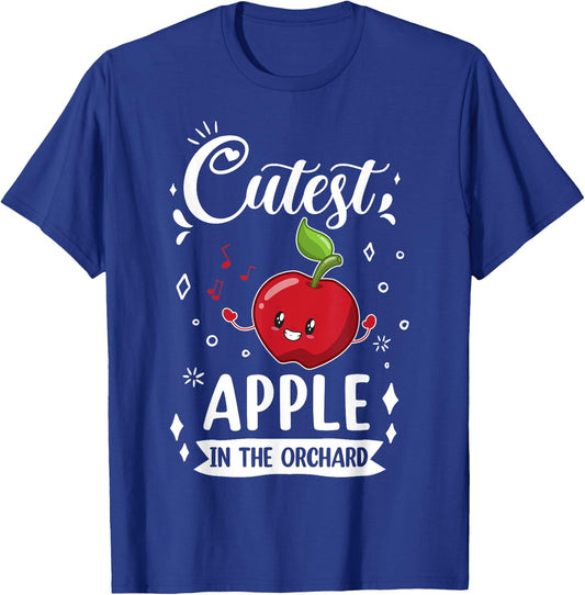 Funny Cutest Apple In The Orchard Apple Picking Kids T-Shirt - T-Shirt | Royal