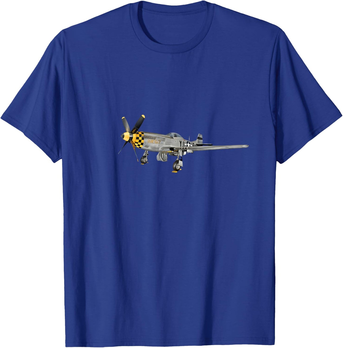 P51 Mustang Propeller Aircraft WWII Fighter Plane USA T-Shirt - T-Shirt | Royal