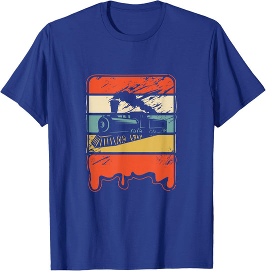 Train Railroad Locomotive Engineer Vintage Gift T-Shirt - T-Shirt | Royal