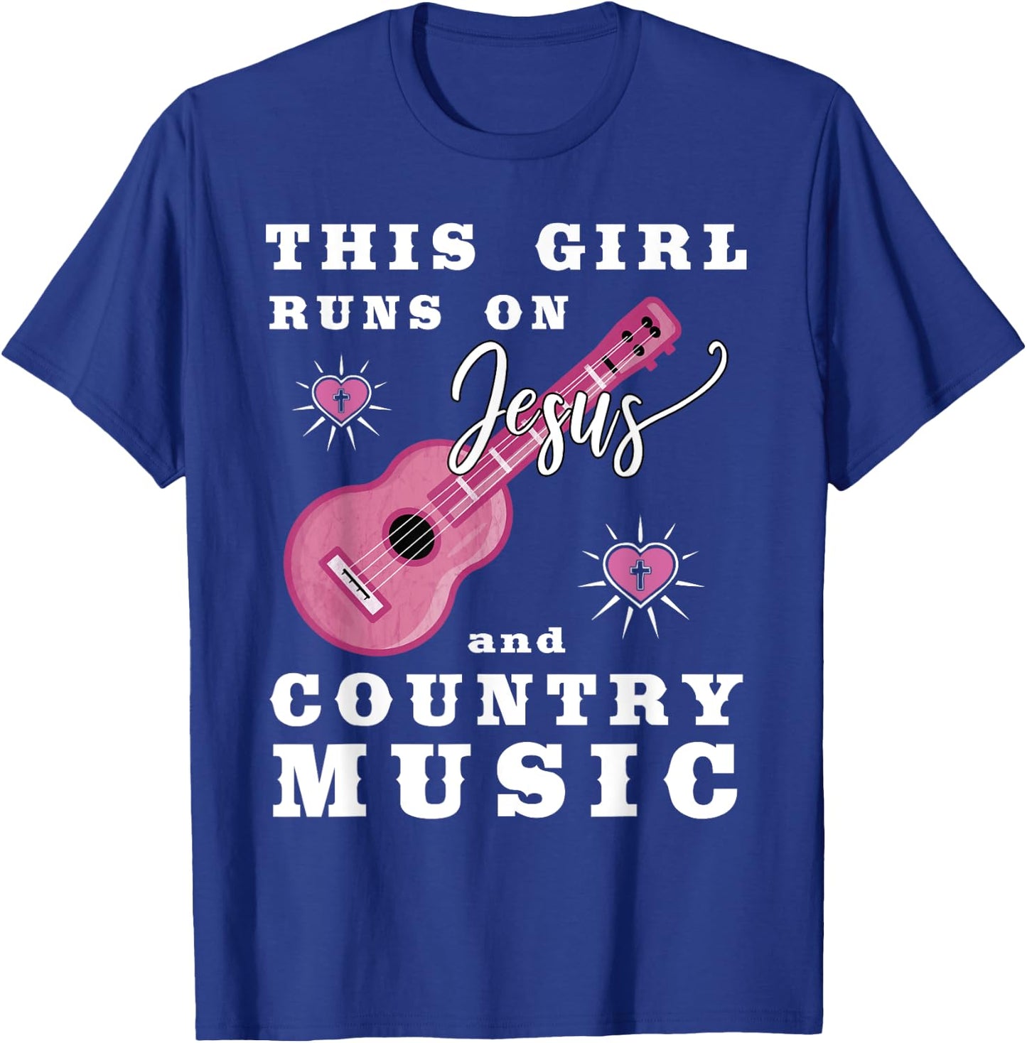This Girl Runs On Jesus And Country Music Christian T-Shirt - T-Shirt | Royal