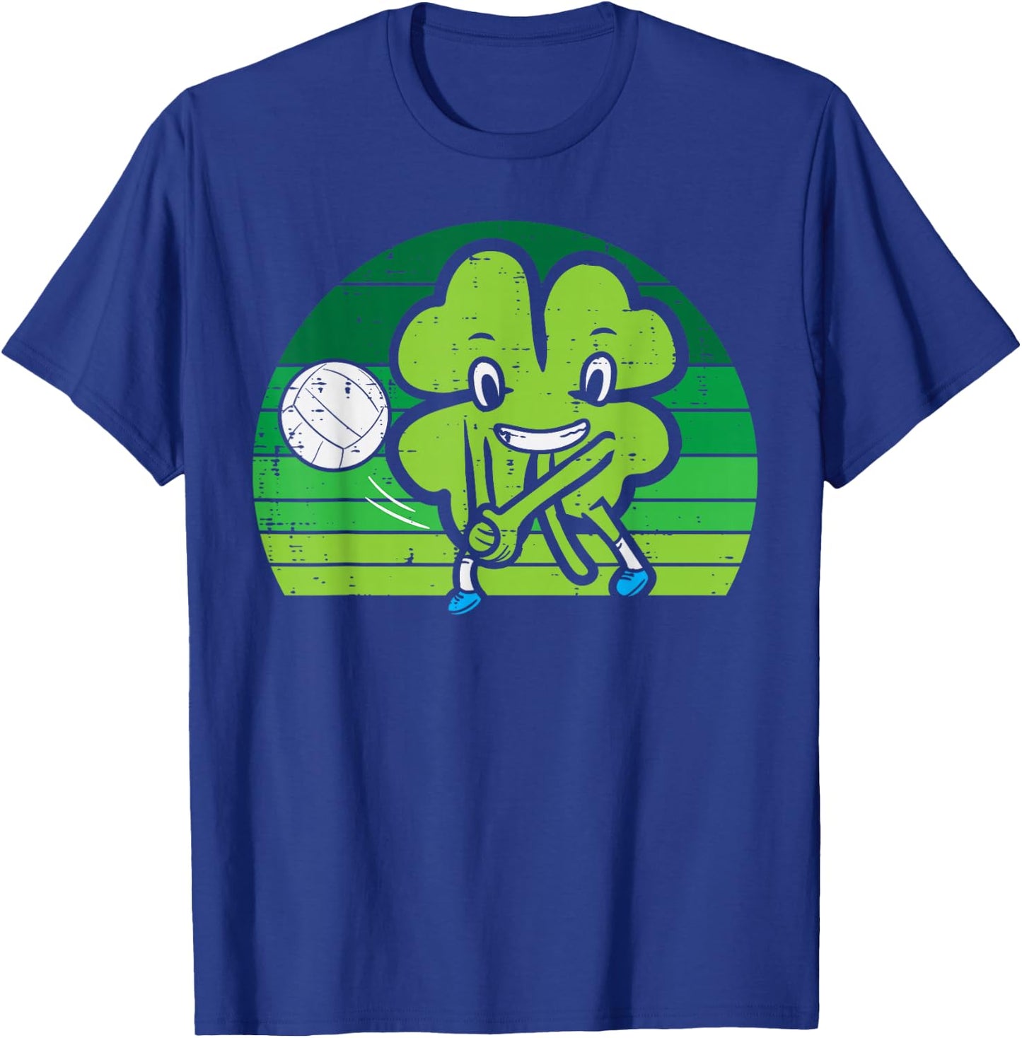 Shamrock Playing Volleyball St Patricks Day Boys Girls Kids T-Shirt - T-Shirt | Royal