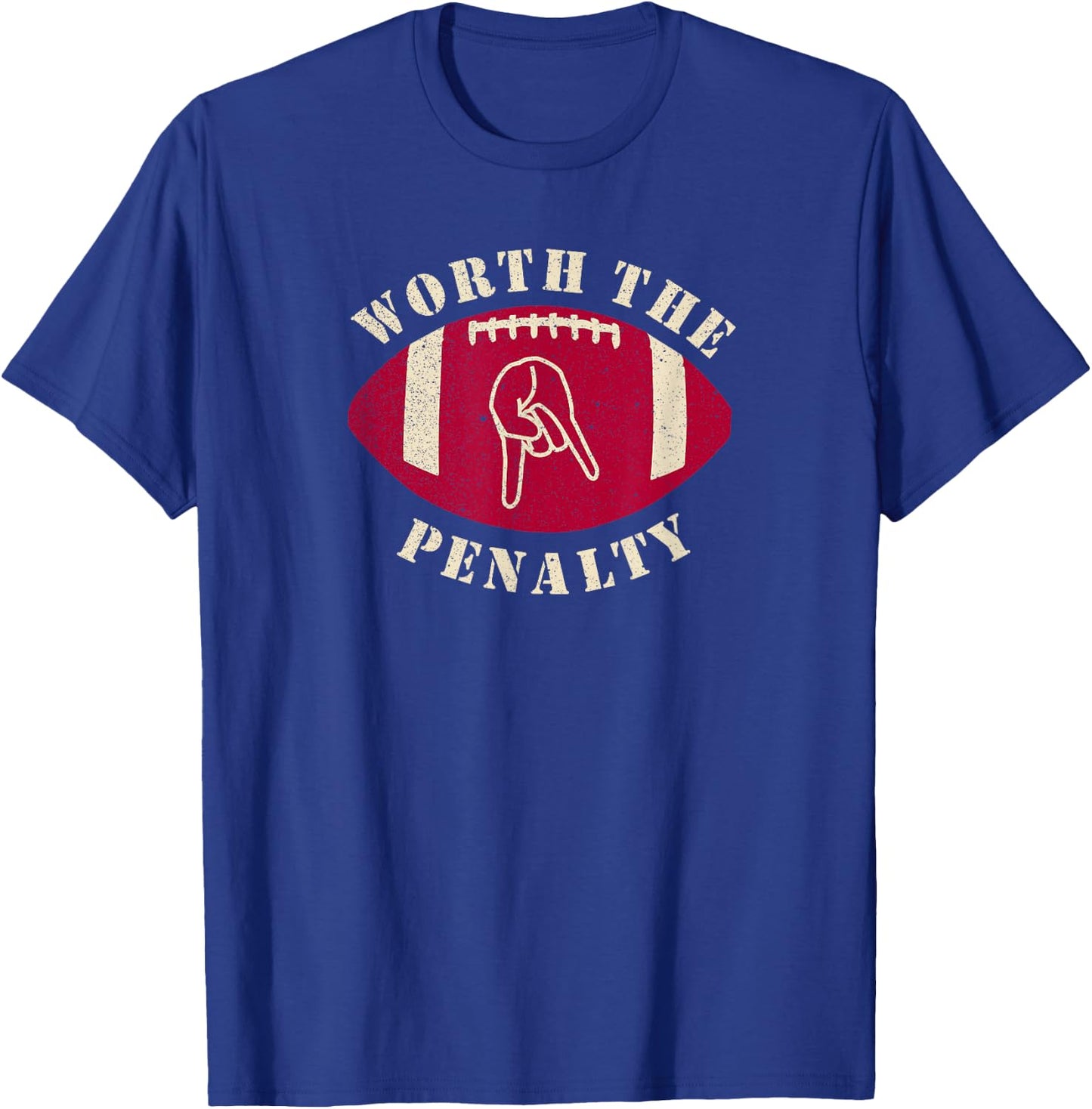 Horns Down Worth The Penalty Oklahoma Texas Red River T-Shirt - T-Shirt | Royal