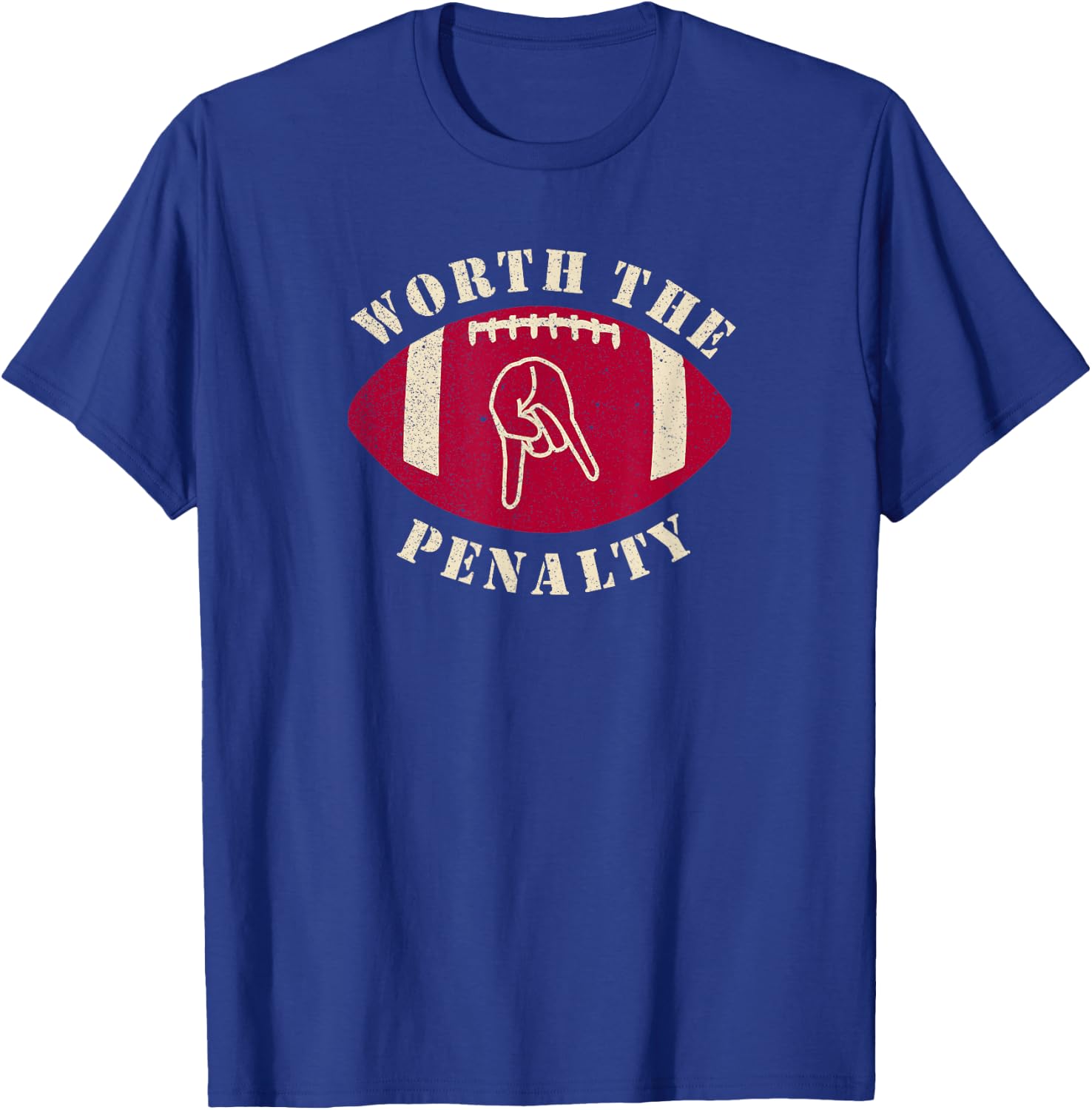 Horns Down Worth The Penalty Oklahoma Texas Red River T-Shirt - T-Shirt | Royal