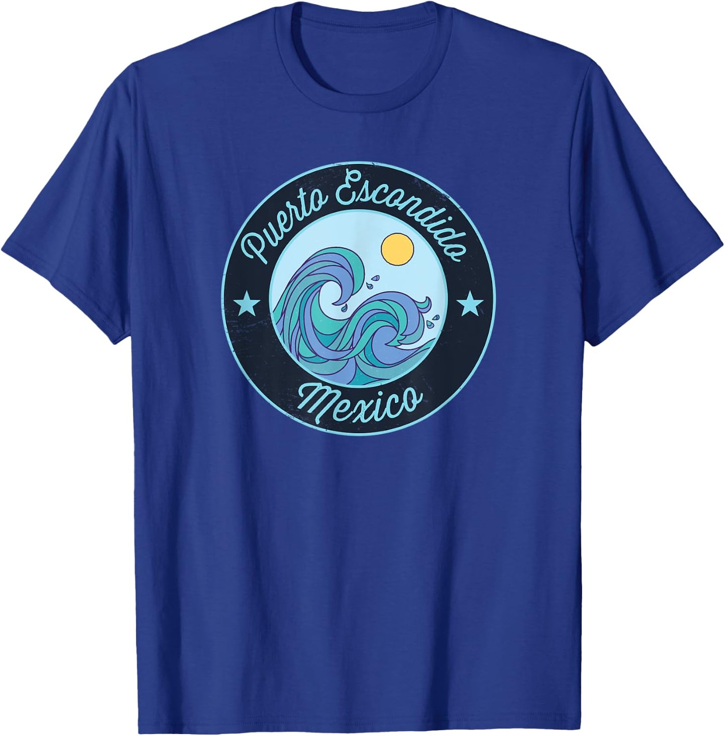Puerto Escondido Mexico Souvenir Nautical Surfer Graphic T-Shirt - T-Shirt | Royal