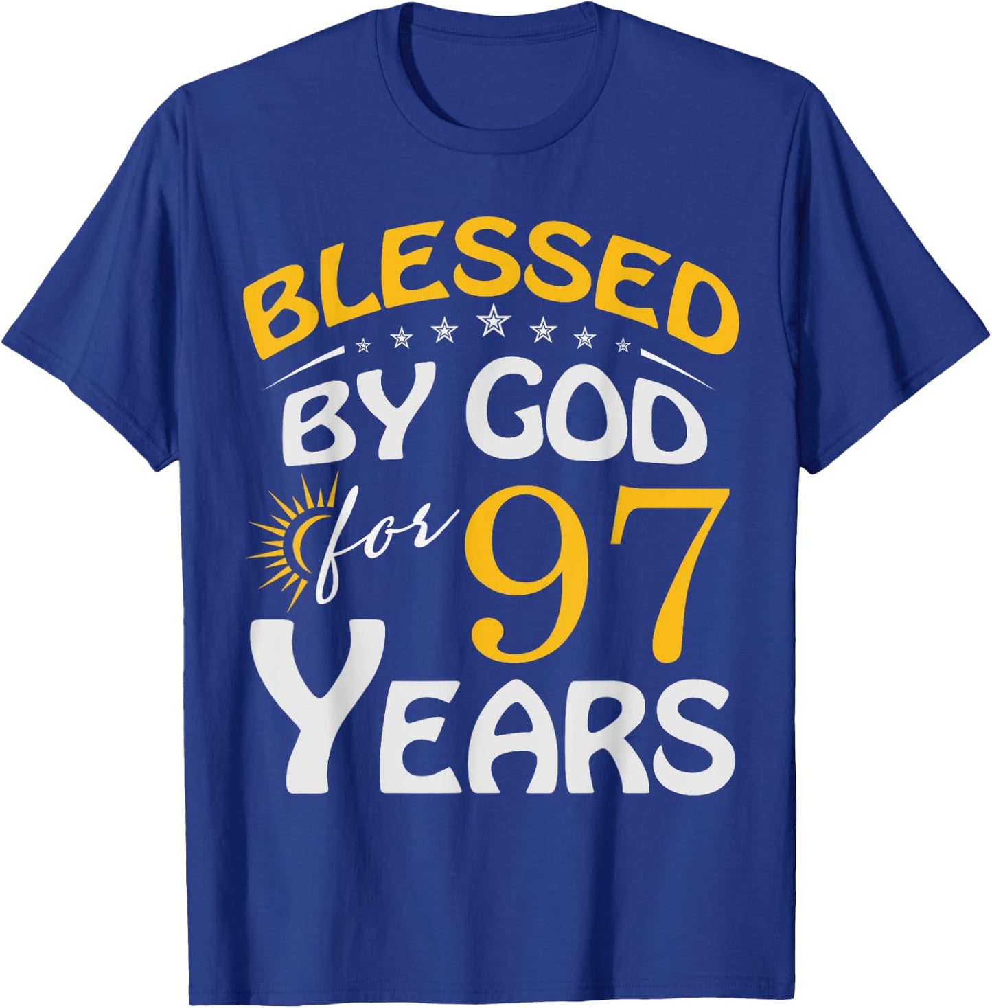 Vintage Blessed by God For 97 Years Old Happy 97th Birthday T-Shirt - T-Shirt | Royal