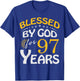 Vintage Blessed by God For 97 Years Old Happy 97th Birthday T-Shirt - T-Shirt | Royal