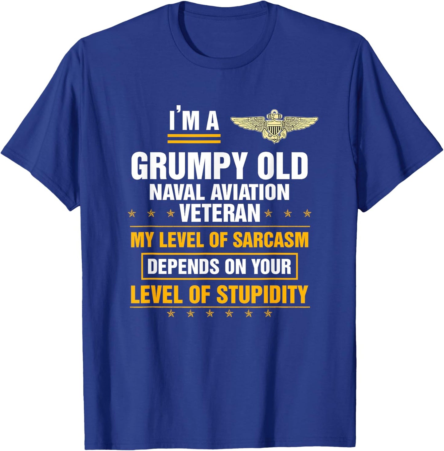 Grumpy Old Naval Aviation Veteran Soldier Funny Christmas T-Shirt - T-Shirt | Royal