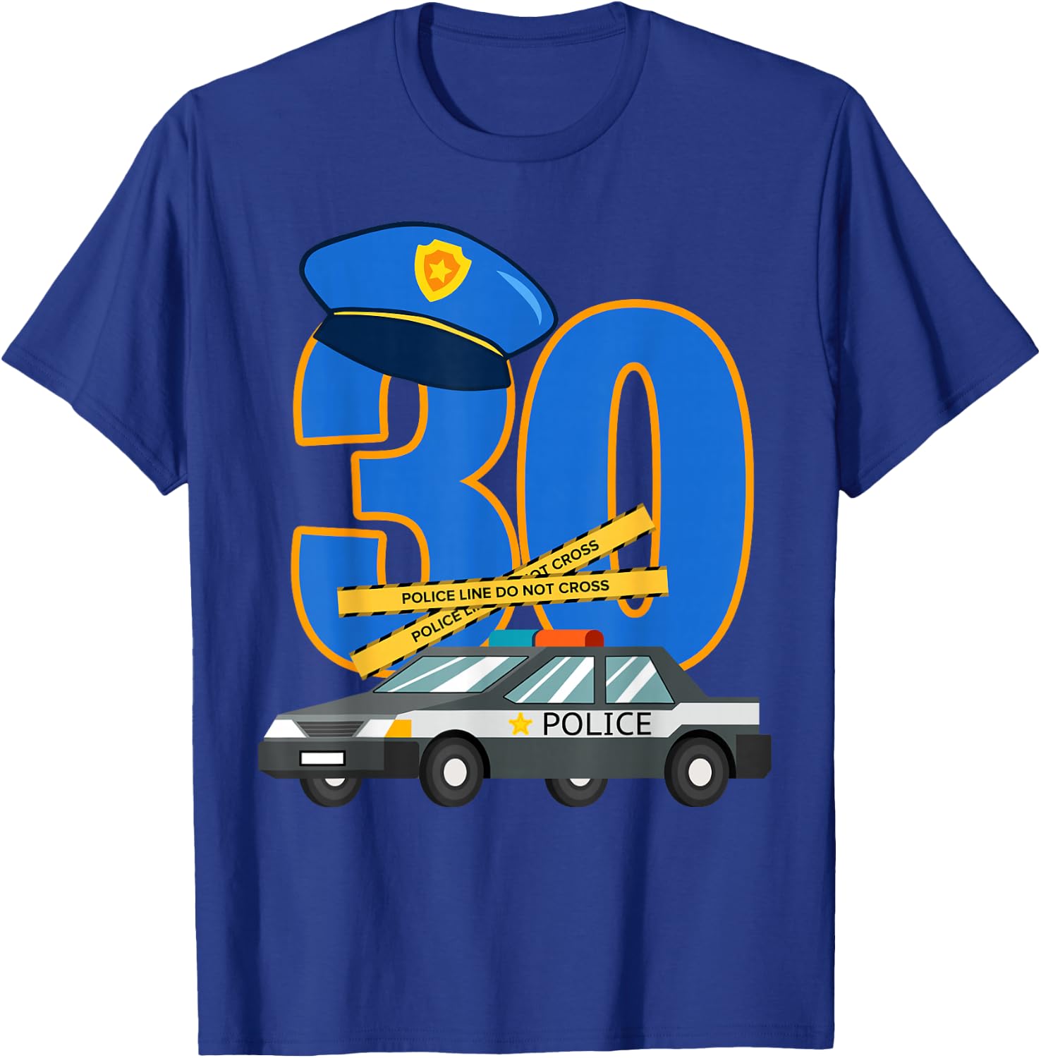 30 Years Old Birthday Police Officer Car Cop Policeman T-Shirt - T-Shirt | Royal