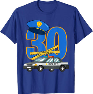 30 Years Old Birthday Police Officer Car Cop Policeman T-Shirt - T-Shirt | Royal