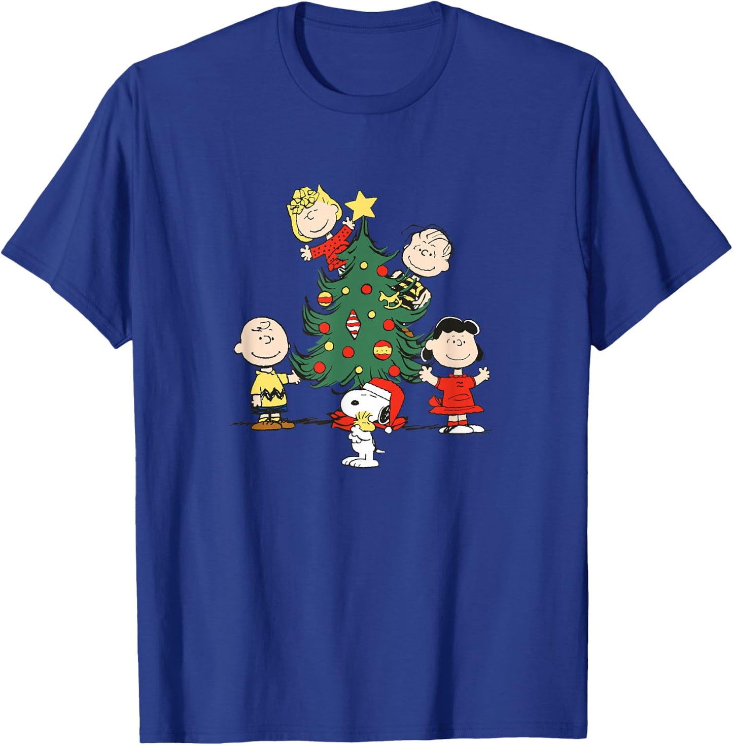 Peanuts Oh Christmas Tree - Blue, -Adults, Short Sleeve, Small T-Shirt - T-Shirt | Royal