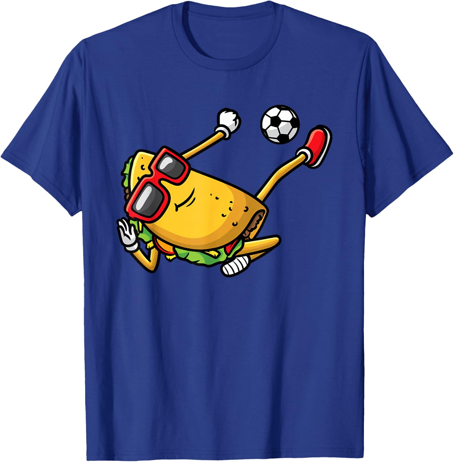Taco Playing Soccer Mexican Cinco De Mayo Kids Men T-Shirt - T-Shirt | Royal