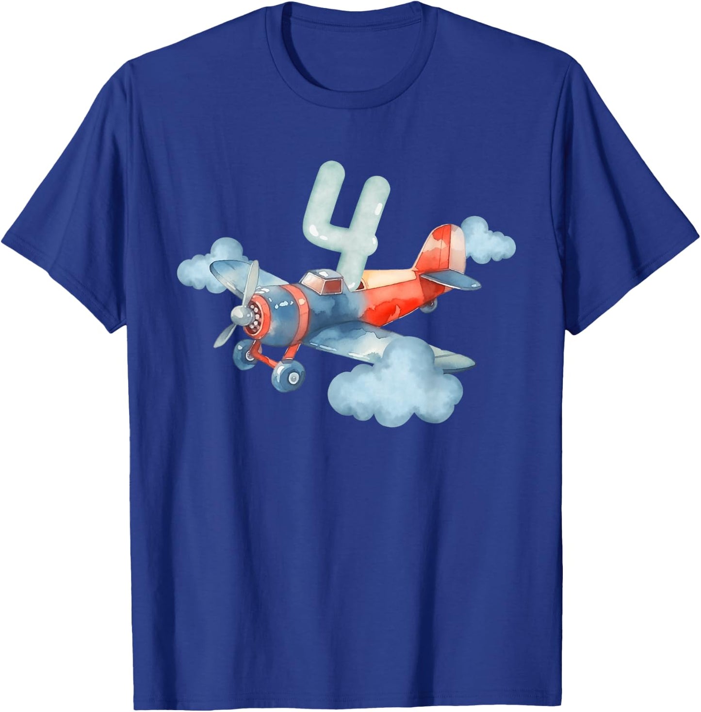 4th Birthday Boys Airplane Pilot 4 Year Old Boy T-Shirt - T-Shirt | Royal