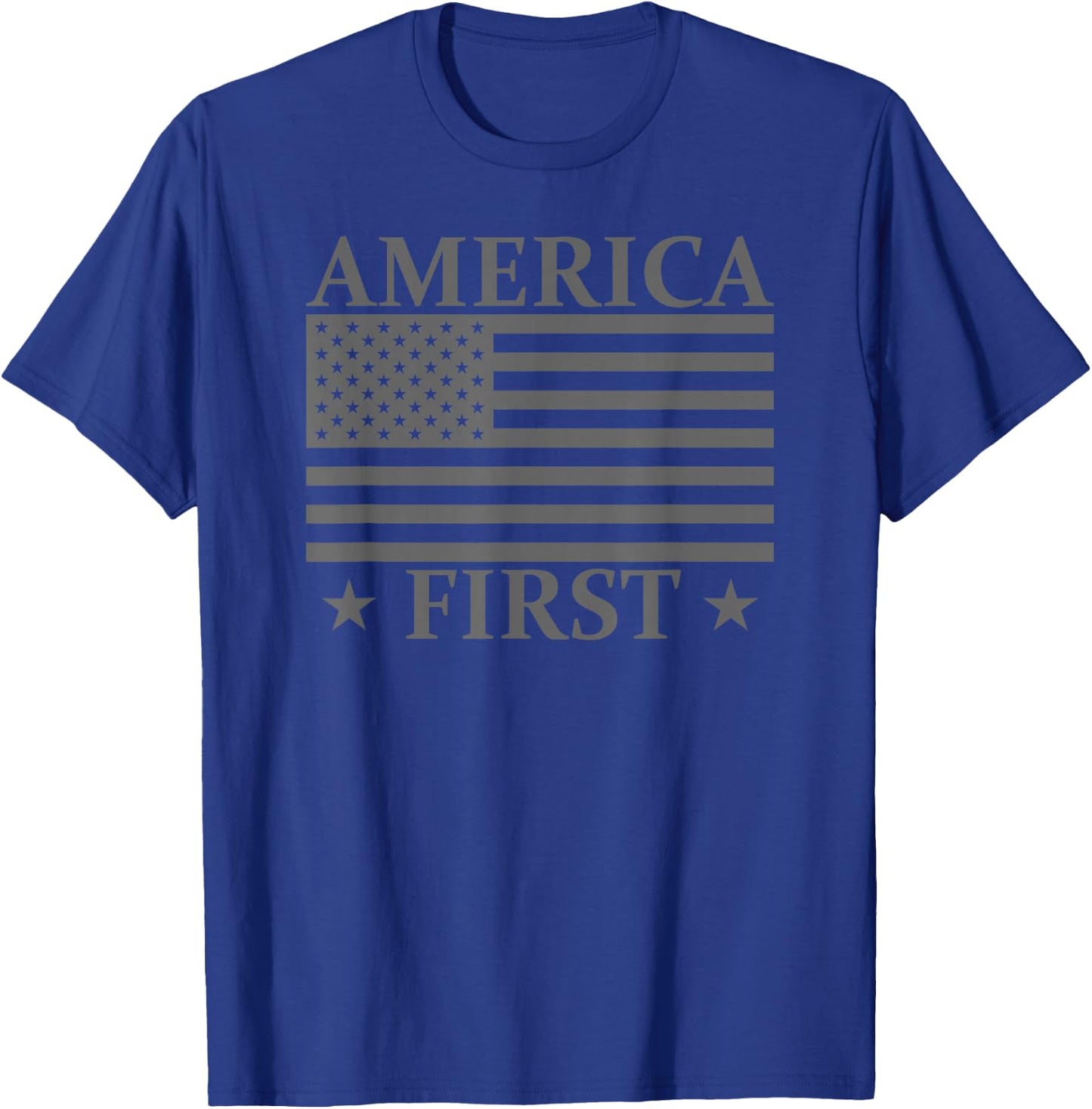 America First USA American Flag Patriot Stars and Stripes T-Shirt - T-Shirt | Royal