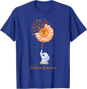 Leukemia Awareness Faith Elephant Survivor Fighter T-Shirt - T-Shirt | Royal