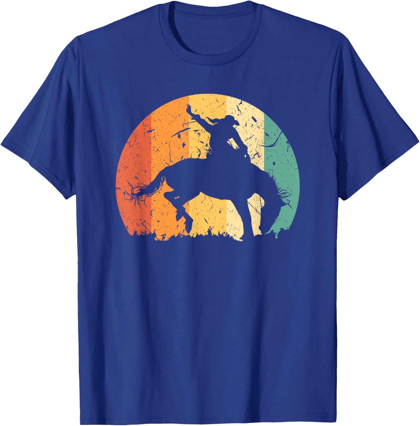 Bronc Riding Bucking Horse Rodeo Western Cowgirl Graphic T-Shirt - T-Shirt | Royal