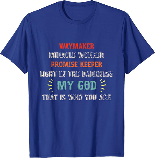 Waymaker Miracle Worker Promise Keeper John 3:16 - Christian T-Shirt - T-Shirt | Royal