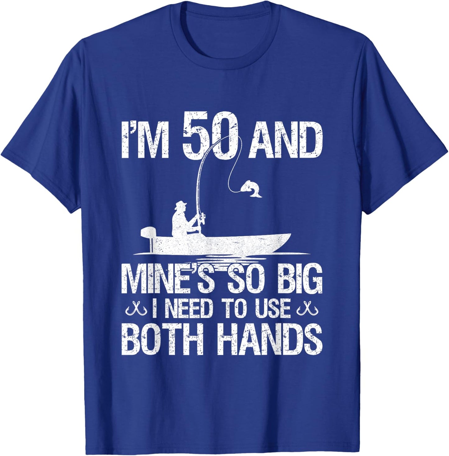 50th Birthday Gifts Fisherman 50 Years Old Fishing T-Shirt - T-Shirt | Royal