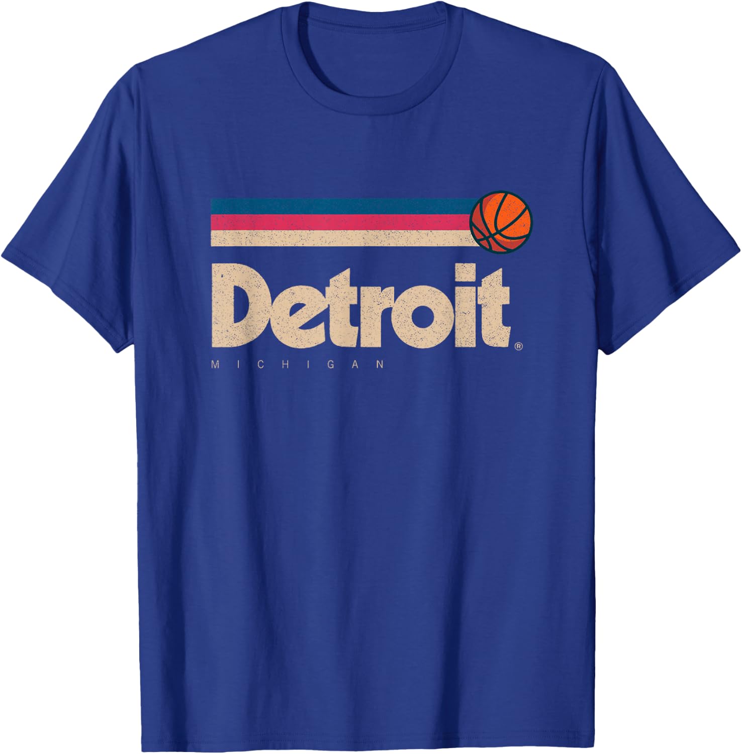 Blue Detroit Basketball B-Ball City Michigan Retro Detroit T-Shirt - T-Shirt | Royal