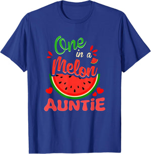 One in a Melon Auntie 1st Birthday Party Family Matching T-Shirt - T-Shirt | Royal