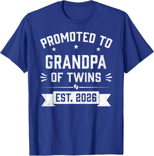 Promoted to Grandpa of Twins Est 2026 Twin T-Shirt - T-Shirt | Royal
