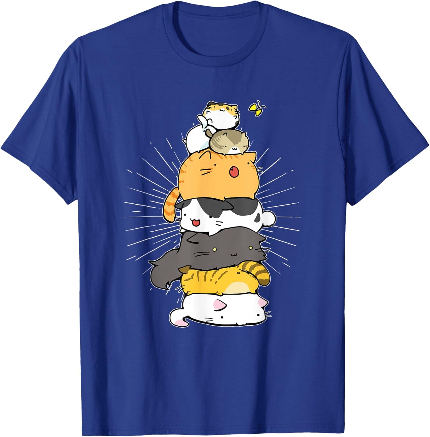 Cats Meowtain Pile Cat Anime Kawaii Kitten Lover Funny Gift Women Girls Kids T-Shirt - T-Shirt | Royal