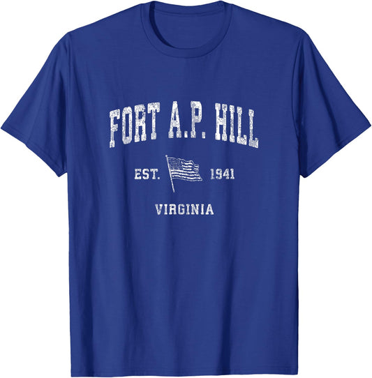 Fort A.P. Hill Virginia VA Vintage US Flag T-Shirt - T-Shirt | Royal