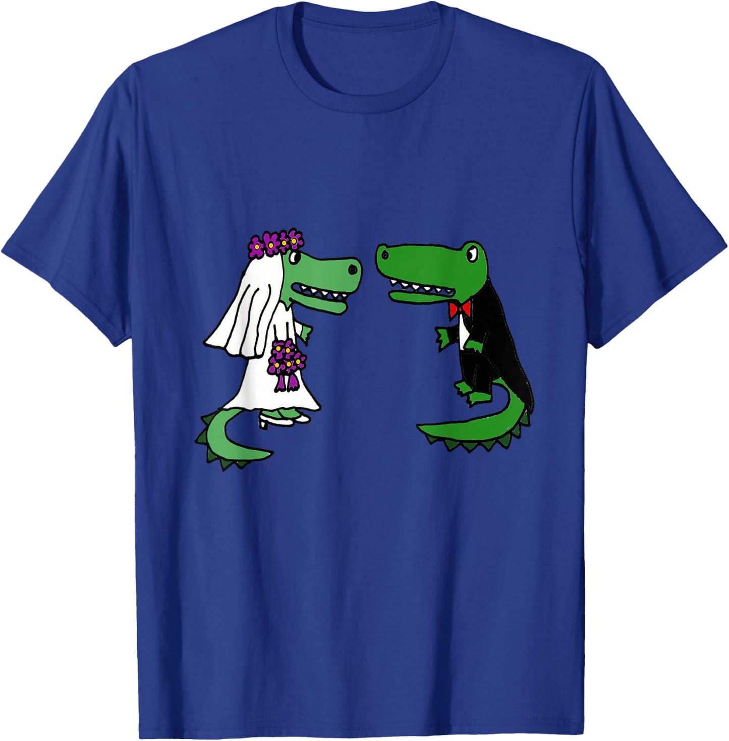 Smiletodaytees Fun Bride and Groom Alligator Wedding T-Shirt - T-Shirt | Royal