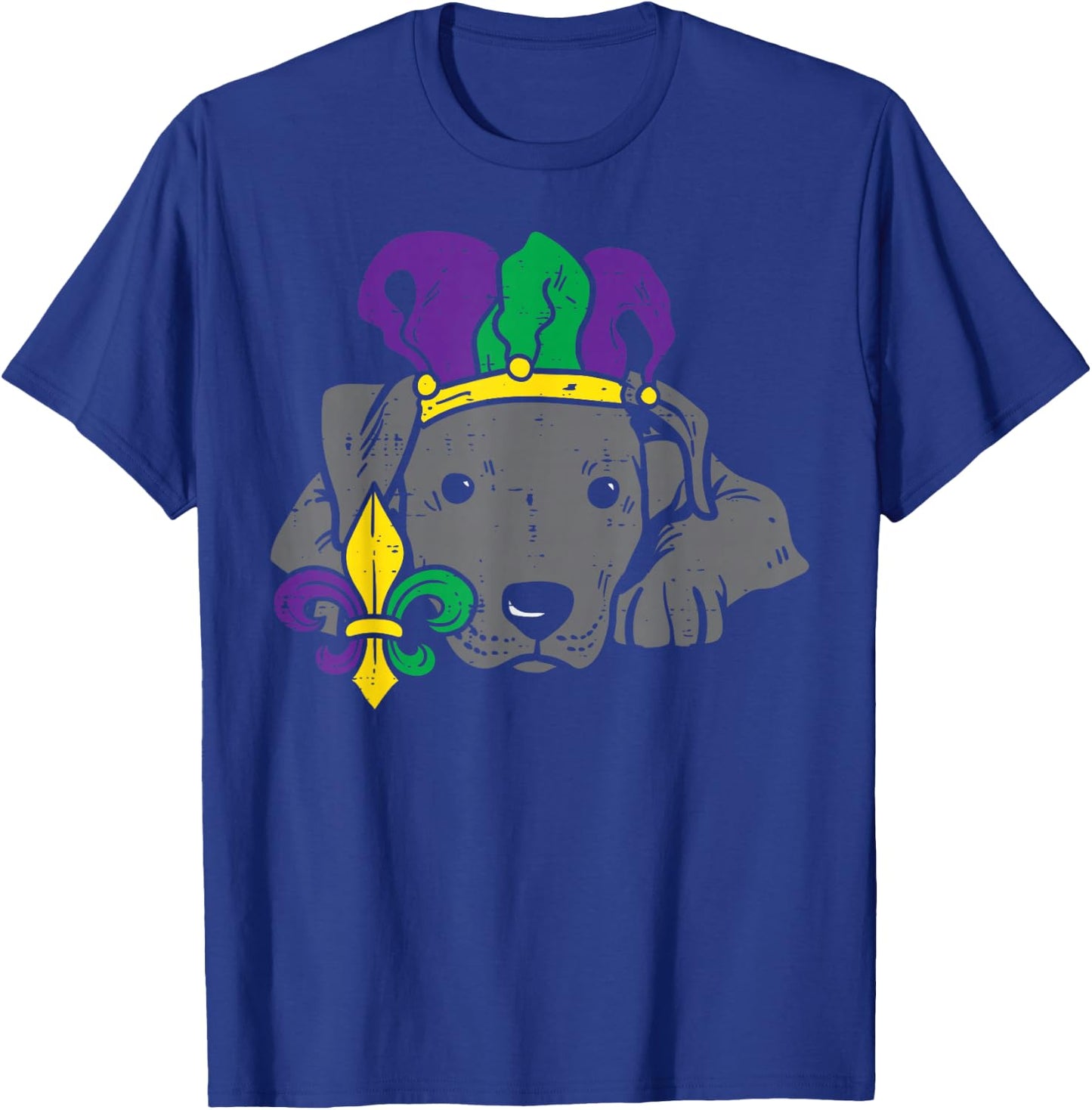 Jester Pitbull Mardi Gras Cute Pittie Dog Men Women Kids T-Shirt - T-Shirt | Royal