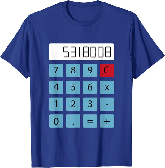 "Boobies" Calculator Upside Down Funny Apparel T-Shirt - T-Shirt | Royal