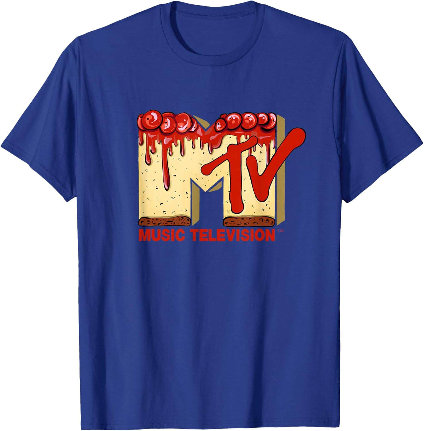 Original MTV Logo with a tasty cherry pie cake T-Shirt - T-Shirt | Royal