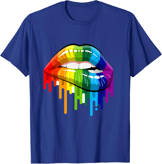 Rainbow Lips Colors Trend Color Fashion Colored Mouth T-Shirt - T-Shirt | Royal
