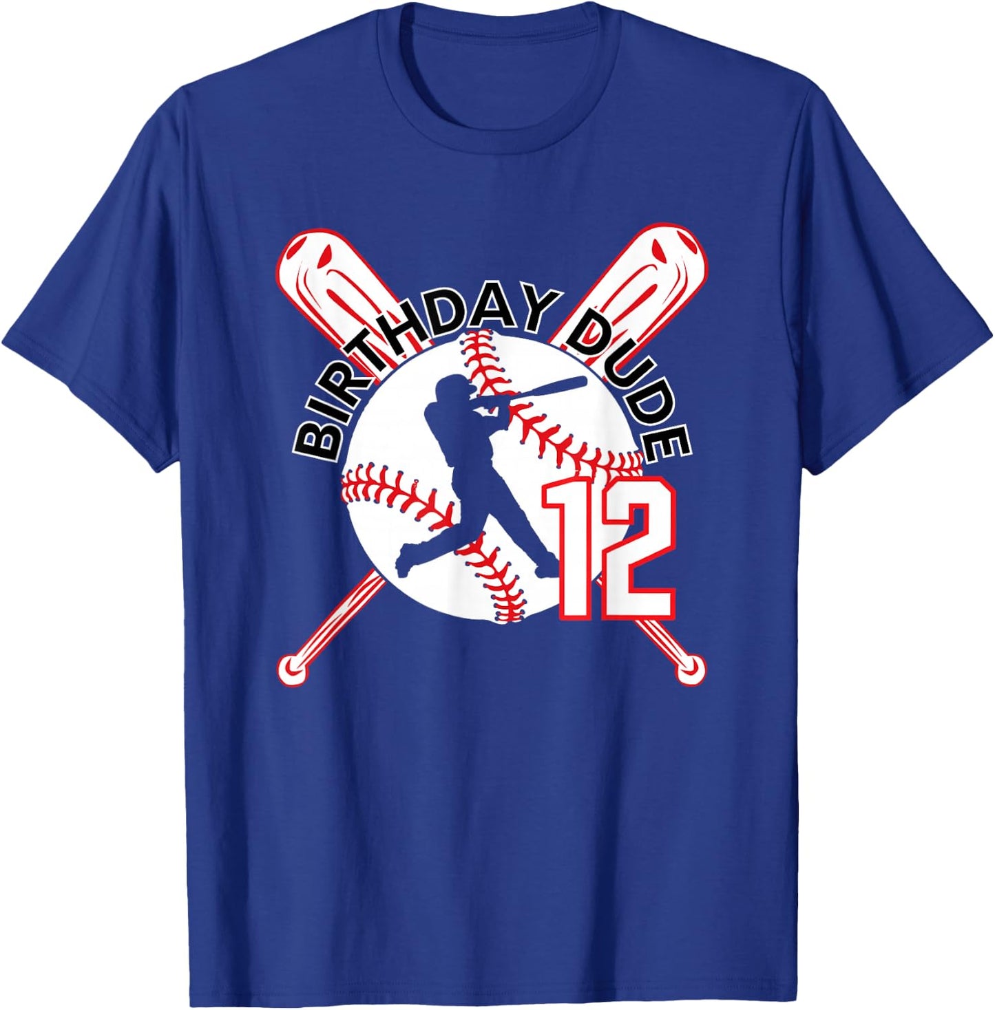 Birthday Type Baseball Number #12 T-Shirt - T-Shirt | Royal