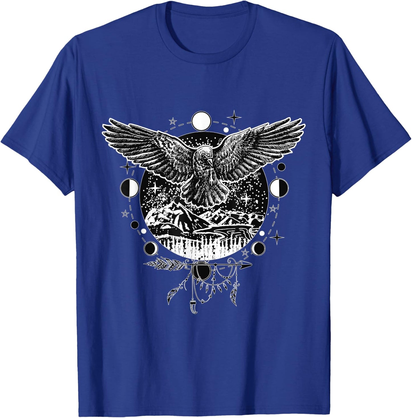 Esoteric Spiritual Moon phases Eagle Bird Animal Nature T-Shirt - T-Shirt | Royal