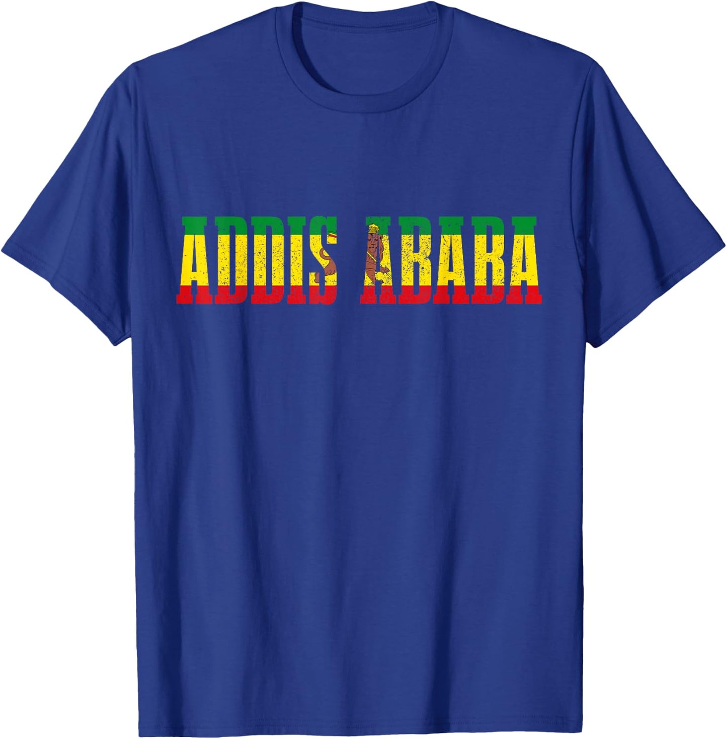 Addis Ababa Ethiopia Pride Ethiopian Flag Roots Lion T-Shirt - T-Shirt | Royal