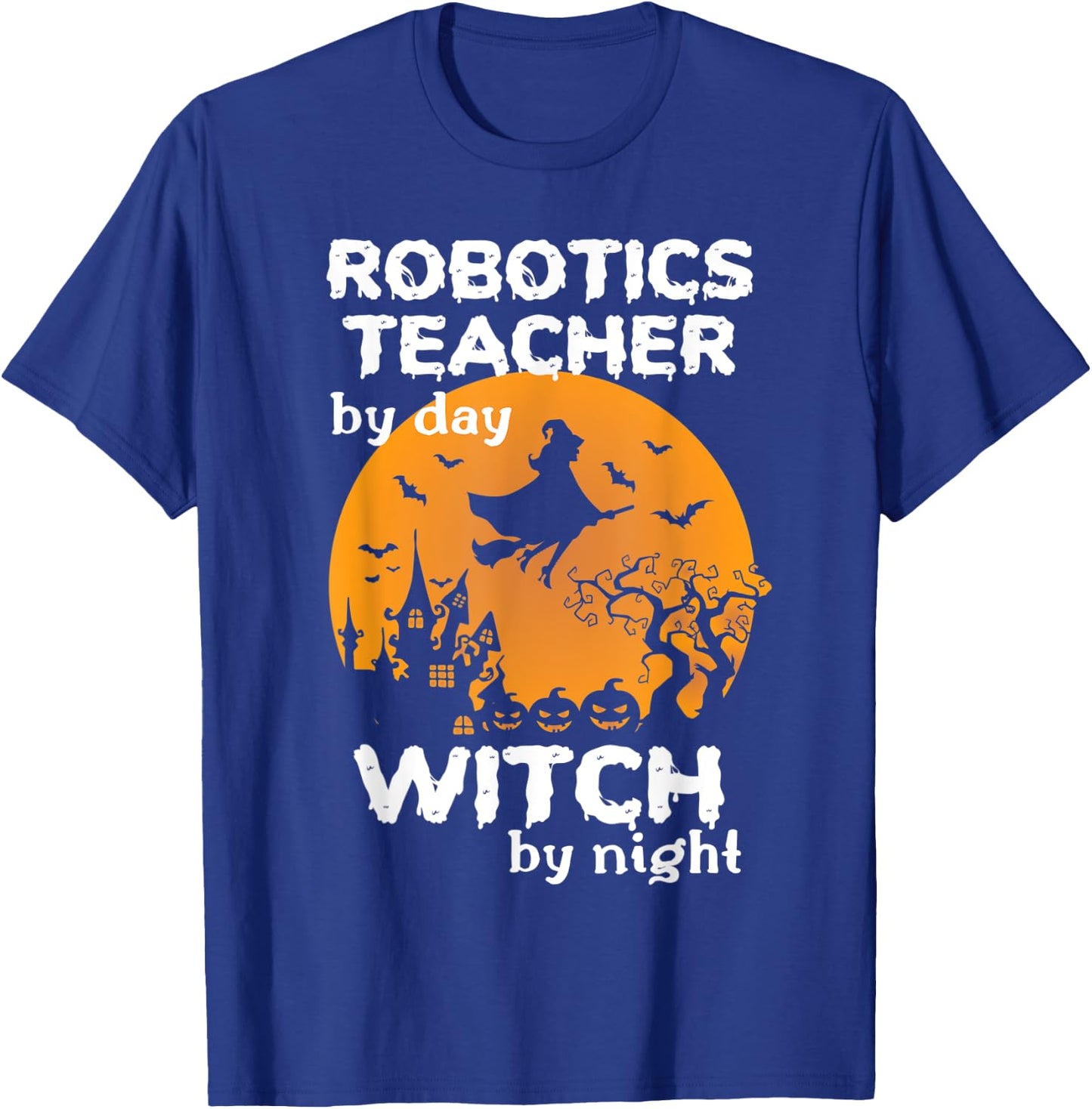 Funny Witch Pumpkin Robotics Teacher Halloween Costume T-Shirt - T-Shirt | Royal
