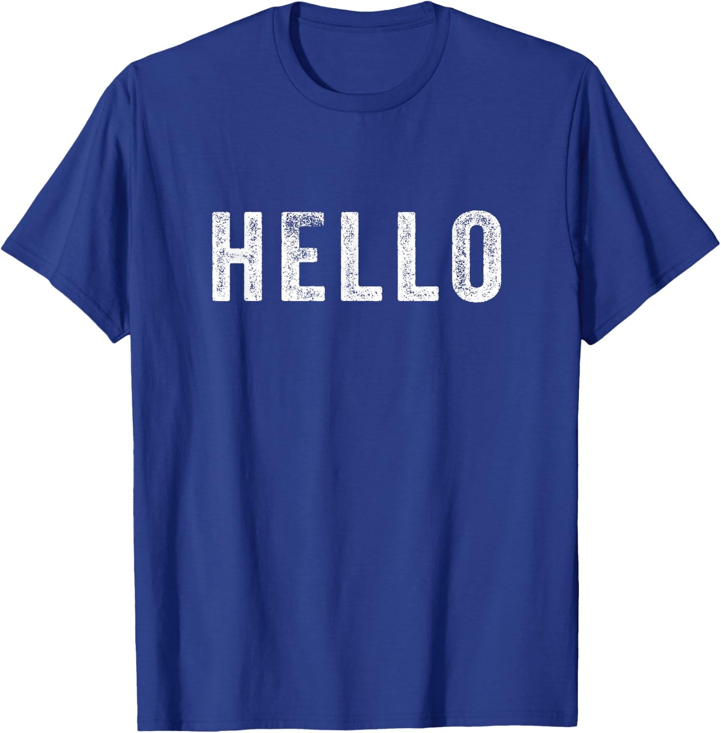 Hello Design Simple Word Trendy Funny Wording Distressed T-Shirt - T-Shirt | Royal