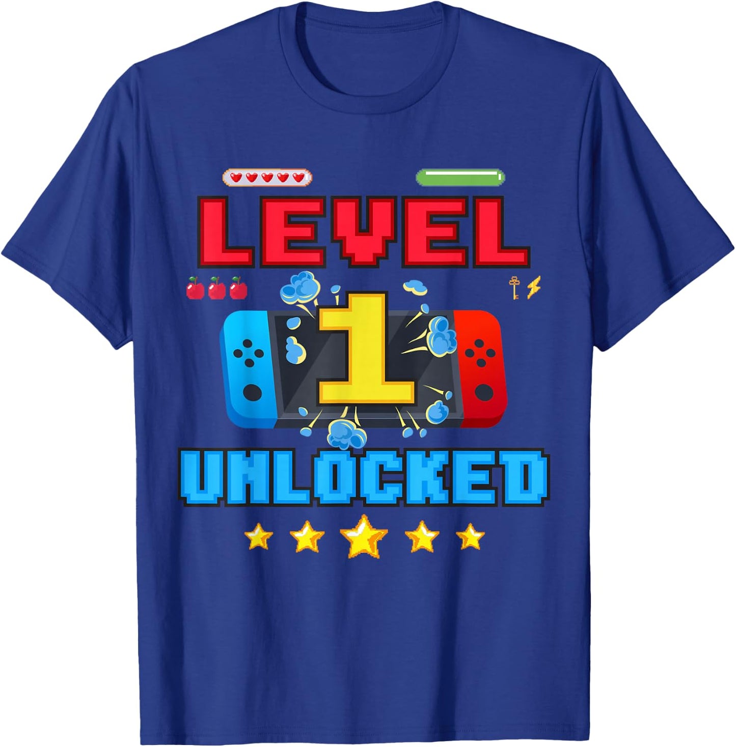 1 Years Old Birthday Boy Level Unlocked Video Gamer Funny T-Shirt - T-Shirt | Royal