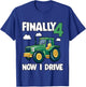 Kids Finally 4 Now I Drive 4th Birthday Party Boy Tractor Kids T-Shirt - T-Shirt | Royal