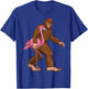 Bigfoot Flamingo Bird Sasquatch Men Women Funny T-Shirt - T-Shirt | Royal