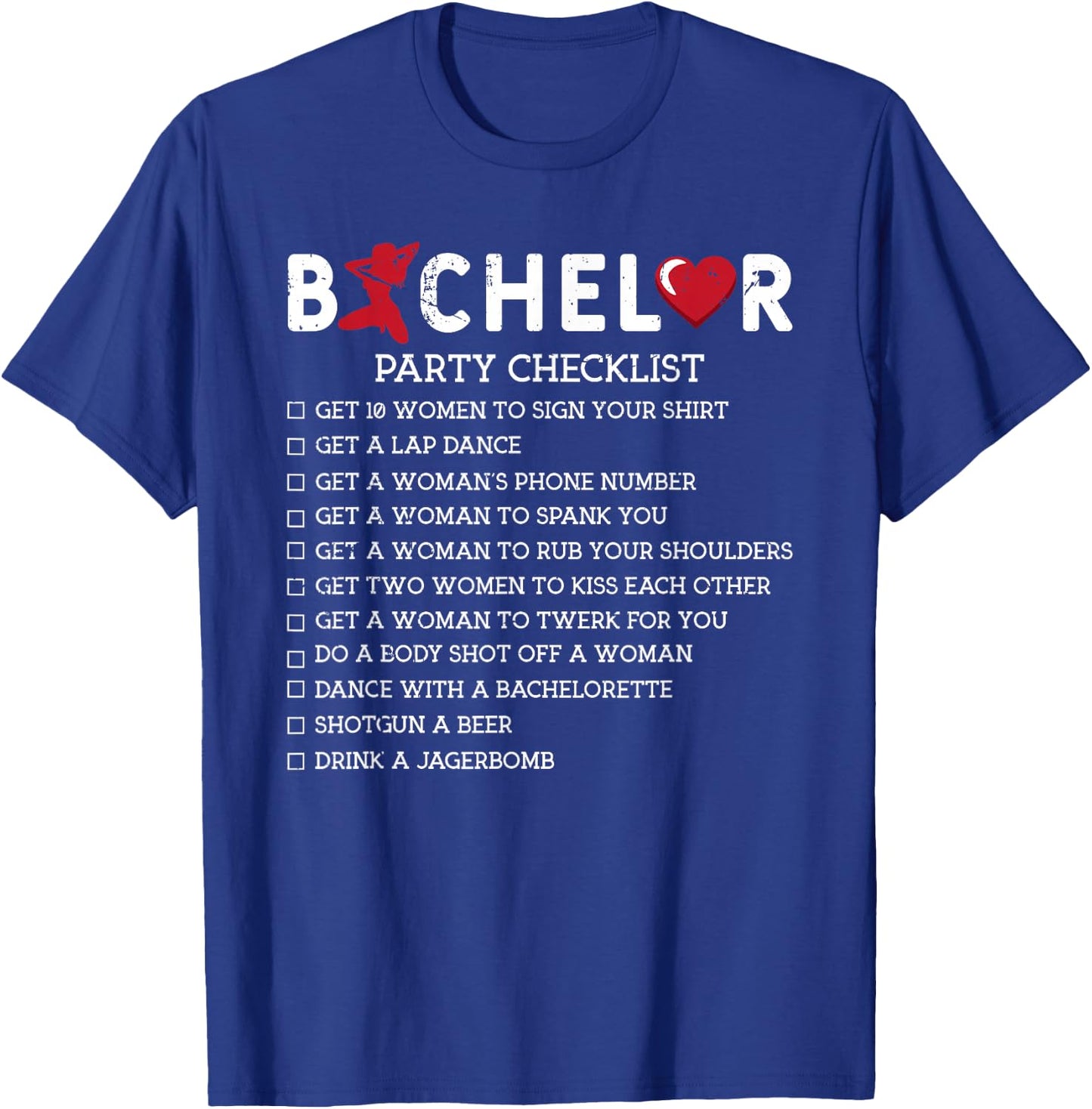 Bachelor Supplies Party Checklist Groom Groomsmen T-Shirt - T-Shirt | Royal