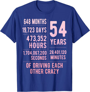 54 Years Married Funny 54th Wedding Anniversary T-Shirt - T-Shirt | Royal