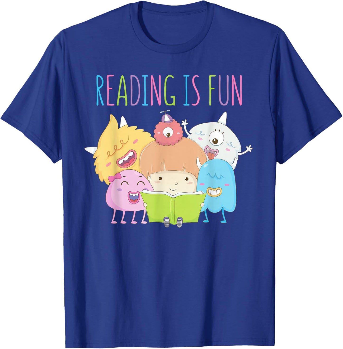 Reading Teacher Reading is Fun Monster Book Lover Fun Kids T-Shirt - T-Shirt | Royal