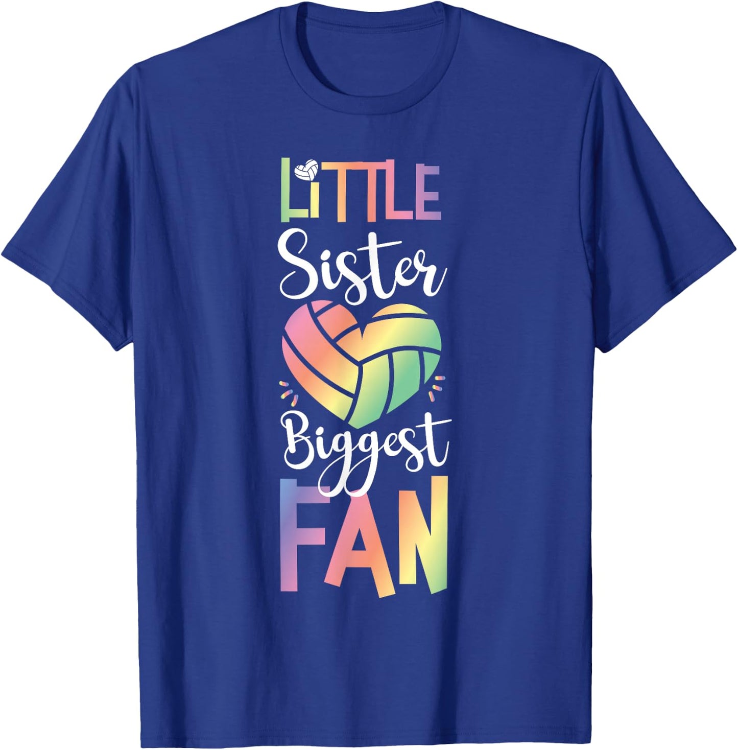 Team Sister Little Sister Biggest Fan Volleyball Player T-Shirt - T-Shirt | Royal