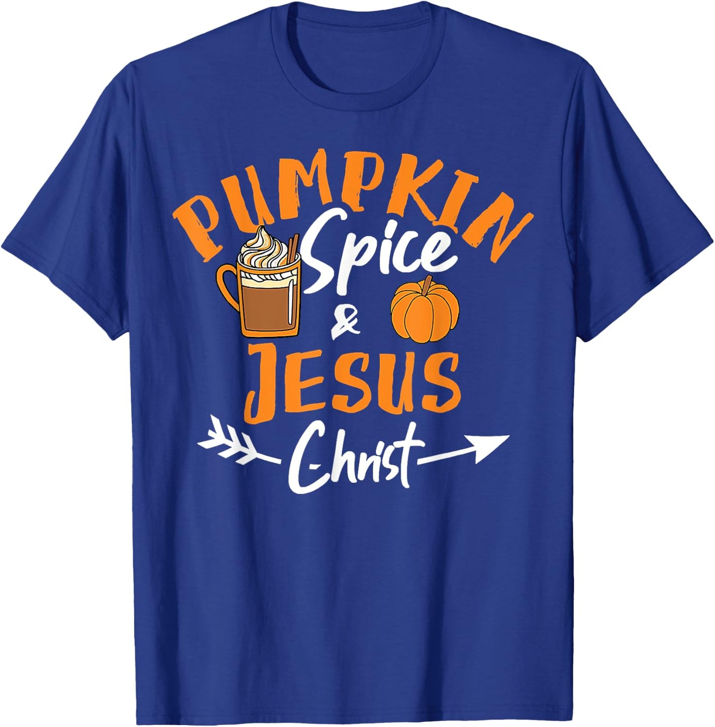Halloween Christian Pumpkin Spice And Jesus Christ Fall Leaf T-Shirt - T-Shirt | Royal