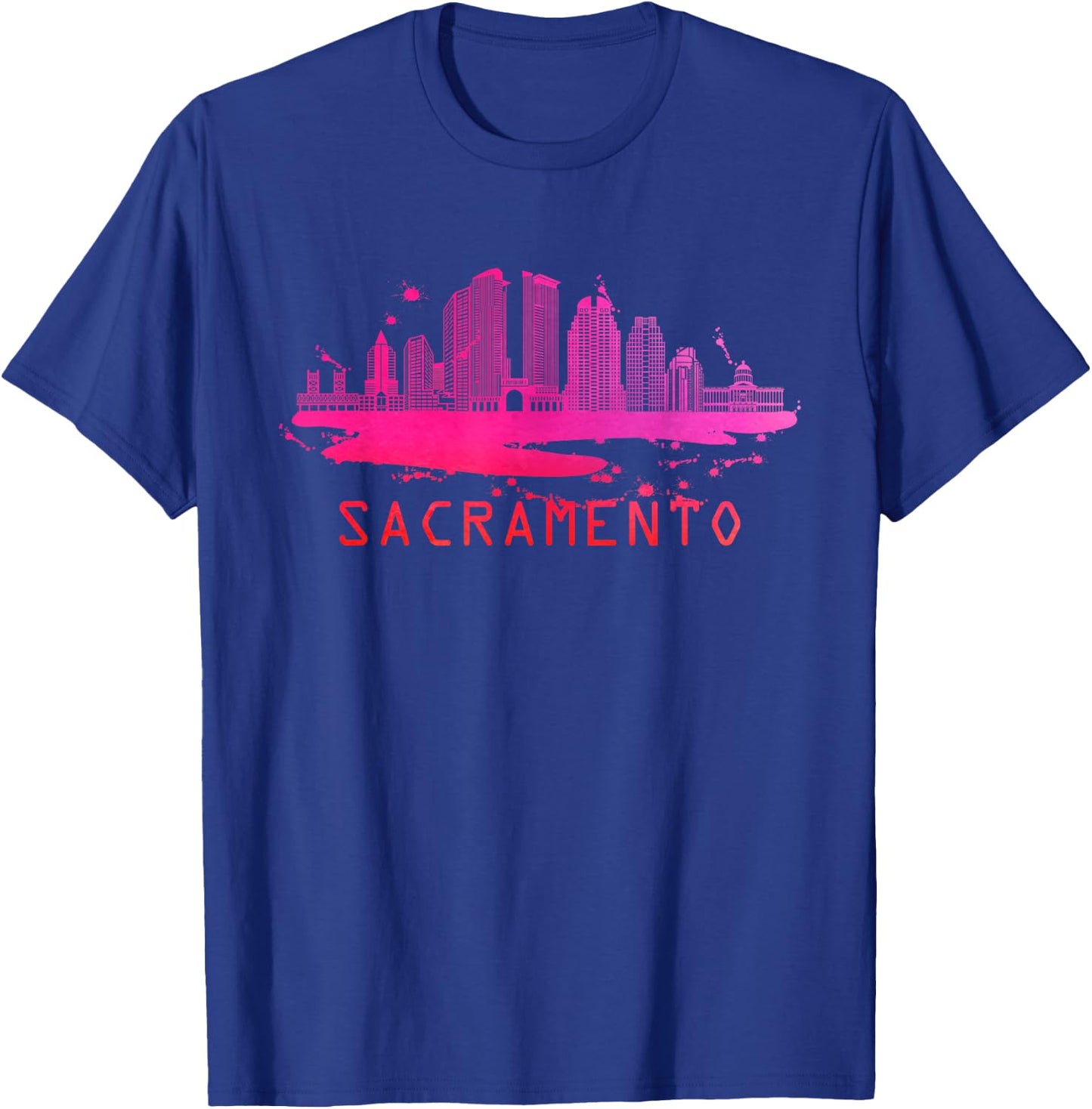Modern Sacramento Cityscape Souvenir - Sacramento Skyline T-Shirt - T-Shirt | Royal