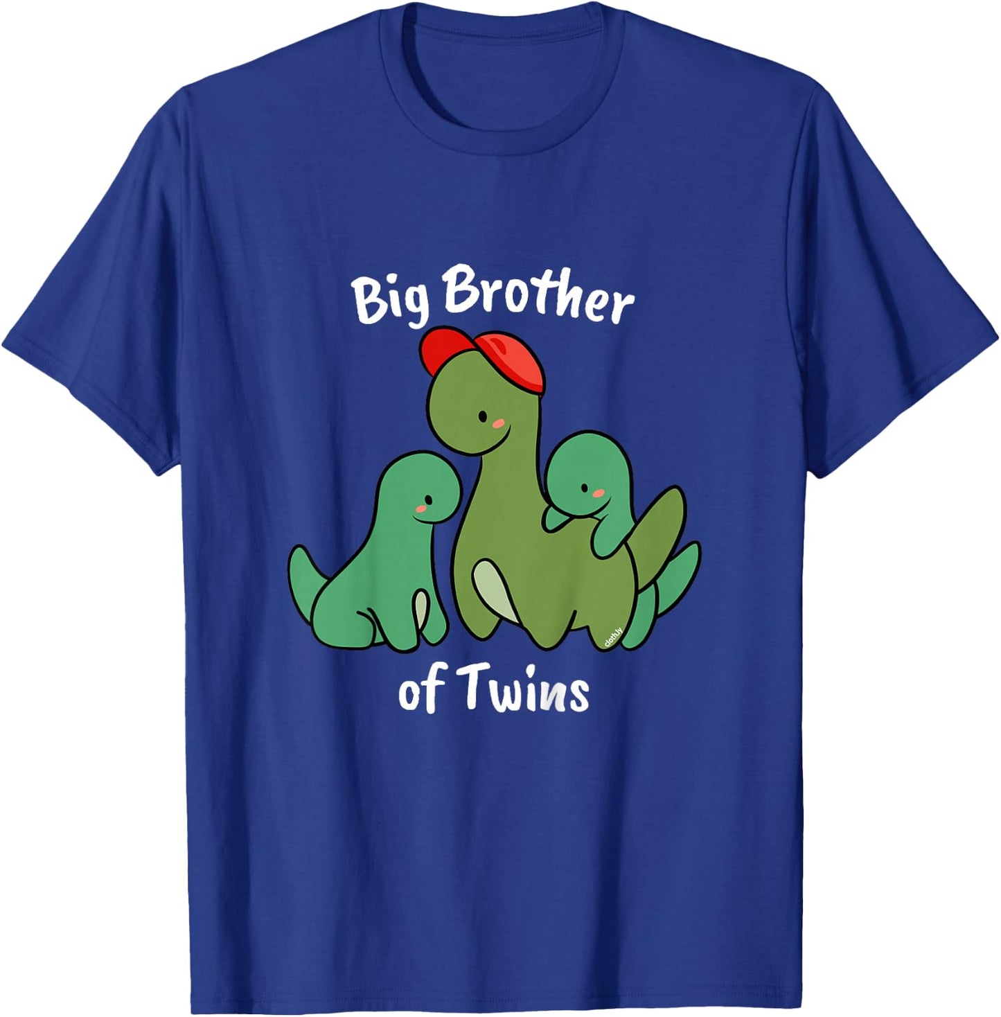 Kids Big Brother of Twins Cute Dinosaur Siblings T-Shirt - T-Shirt | Royal